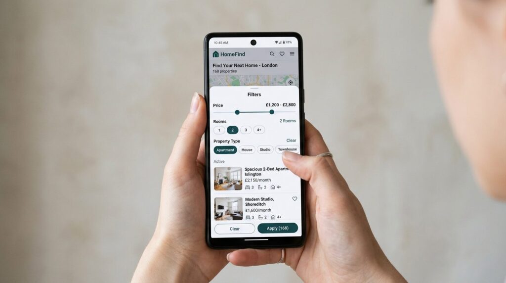 Close-up realistic stock photo of a smartphone displaying a 